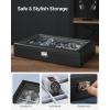 imageSONGMICS 24Slot Watch Box Lockable Storage Case With Glass Lid Ink Black Synthetic Leather Dove Gray Lining Gift Idea UJWB024Ink Black  Dove Gray
