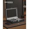 imageSONGMICS 24Slot Watch Box Lockable Storage Case With Glass Lid Ink Black Synthetic Leather Dove Gray Lining Gift Idea UJWB024Ink Black  Dove Gray