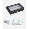 imageSONGMICS 24Slot Watch Box Lockable Storage Case With Glass Lid Ink Black Synthetic Leather Dove Gray Lining Gift Idea UJWB024Ink Black  Dove Gray