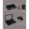 imageSONGMICS 24Slot Watch Box Lockable Storage Case With Glass Lid Ink Black Synthetic Leather Dove Gray Lining Gift Idea UJWB024Ink Black  Ink Black