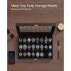 imageSONGMICS 24Slot Watch Box Lockable Storage Case With Glass Lid Ink Black Synthetic Leather Dove Gray Lining Gift Idea UJWB024Ink Black  Ink Black