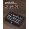 imageSONGMICS 24Slot Watch Box Lockable Storage Case With Glass Lid Ink Black Synthetic Leather Dove Gray Lining Gift Idea UJWB024Ink Black  Ink Black