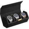 imageSONGMICS 24Slot Watch Box Lockable Storage Case With Glass Lid Ink Black Synthetic Leather Dove Gray Lining Gift Idea UJWB024Ink Black