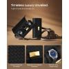 imageSONGMICS 24Slot Watch Box Lockable Storage Case With Glass Lid Ink Black Synthetic Leather Dove Gray Lining Gift Idea UJWB024Ink Black