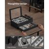 imageSONGMICS 8Slot Wooden Watch Box With Solid Wood Veneer 2Tier Display Case Transparent Window Removable Pillows Velvet Lining Gift Idea Ebony Black UJOW002B01Ebony Black