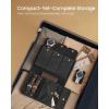 imageSONGMICS HOME RONNE Collection  3 Watch Travel Case PU Leather Woven Embossed Watch Pouch Portable Watch Storage Organizer 87 x 57 x 18 Inches Gift Idea Ink Black UJWB018B01