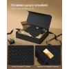 imageSONGMICS HOME RONNE Collection  3 Watch Travel Case PU Leather Woven Embossed Watch Pouch Portable Watch Storage Organizer 87 x 57 x 18 Inches Gift Idea Ink Black UJWB018B01