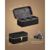 imageSONGMICS HOME RONNE Collection  3Slot Mens Jewelry Box Watch Travel Case PU Leather Watch Box 39 x 79 x 35 Inches Gift Idea Ink Black Surface Ink Black Lining UJWB017B01Ink Black  Slate Gray