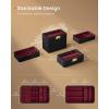 imageSONGMICS HOME RONNE Collection  3Tier Watch Box Stackable 8Slot Watch Case Woven Embossed PU Leather Floating Effect Gift Idea Ink Black Surface Ink Black Lining UJWB021B01Ink Black  Wine Red