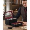 imageSONGMICS HOME RONNE Collection  3Tier Watch Box Stackable 8Slot Watch Case Woven Embossed PU Leather Floating Effect Gift Idea Ink Black Surface Ink Black Lining UJWB021B01Ink Black  Wine Red