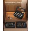 imageSONGMICS HOME RONNE Collection  3Tier Watch Box Stackable 8Slot Watch Case Woven Embossed PU Leather Floating Effect Gift Idea Ink Black Surface Ink Black Lining UJWB021B01Ink Black  Ink Black