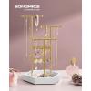 imageSONGMICS Jewelry Holder Jewelry Organizer 3 Tiers and 1 Tray Gift for Mom Jewelry Display Stand with Metal Frame Necklace Earring Bracelet Holder for Rings Jelly Pink and Cloud WhitePale Gold  White