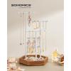 imageSONGMICS Jewelry Holder Jewelry Organizer 3 Tiers and 1 Tray Gift for Mom Jewelry Display Stand with Metal Frame Necklace Earring Bracelet Holder for Rings Jelly Pink and Cloud WhiteMatte White  Caramel Brown