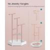 imageSONGMICS Jewelry Holder Jewelry Organizer 3 Tiers and 1 Tray Gift for Mom Jewelry Display Stand with Metal Frame Necklace Earring Bracelet Holder for Rings Jelly Pink and Cloud WhiteJelly Pink  Cloud White