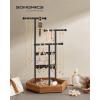 imageSONGMICS Jewelry Holder Jewelry Organizer 3 Tiers and 1 Tray Gift for Mom Jewelry Display Stand with Metal Frame Necklace Earring Bracelet Holder for Rings Jelly Pink and Cloud WhiteInk Black  Caramel Brown