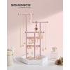 imageSONGMICS Jewelry Holder Jewelry Organizer 3 Tiers and 1 Tray Gift for Mom Jewelry Display Stand with Metal Frame Necklace Earring Bracelet Holder for Rings Jelly Pink and Cloud WhiteJelly Pink  Cloud White