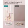 imageSONGMICS Jewelry Holder Jewelry Organizer 3 Tiers and 1 Tray Gift for Mom Jewelry Display Stand with Metal Frame Necklace Earring Bracelet Holder for Rings Jelly Pink and Cloud WhiteJelly Pink  Cloud White