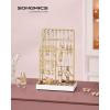 imageSONGMICS Jewelry Holder Jewelry Organizer Jewelry Display Stand with Metal Frame Velvet Tray Necklace Earring Bracelet Holder for Studs Rings Gift for Mom Matte White UJJS021W01Pale Gold