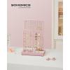 imageSONGMICS Jewelry Holder Jewelry Organizer Jewelry Display Stand with Metal Frame Velvet Tray Necklace Earring Bracelet Holder for Studs Rings Gift for Mom Matte White UJJS021W01Jelly Pink