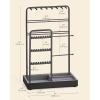 imageSONGMICS Jewelry Holder Jewelry Organizer Jewelry Display Stand with Metal Frame Velvet Tray Necklace Earring Bracelet Holder for Studs Rings Gift for Mom Matte White UJJS021W01Ink Black