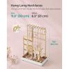 imageSONGMICS Jewelry Holder Jewelry Organizer Jewelry Display Stand with Metal Frame Velvet Tray Necklace Earring Bracelet Holder for Studs Rings Gift for Mom Matte White UJJS021W01Pale Gold