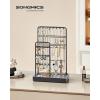 imageSONGMICS Jewelry Holder Jewelry Organizer Jewelry Display Stand with Metal Frame Velvet Tray Necklace Earring Bracelet Holder for Studs Rings Gift for Mom Matte White UJJS021W01Ink Black