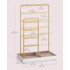 imageSONGMICS Jewelry Holder Jewelry Organizer Jewelry Display Stand with Metal Frame Velvet Tray Necklace Earring Bracelet Holder for Studs Rings Gift for Mom Matte White UJJS021W01Pale Gold