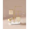 imageSONGMICS Jewelry Stand Jewelry Organizer Jewelry Display Holder with Metal Frame 2 Earring Boards 4 Hanging Rods Necklace Earring Bracelet Holder for Watches Cloud White UJJS025W01Metallic Gold