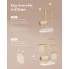 imageSONGMICS Jewelry Stand Jewelry Organizer Jewelry Display Holder with Metal Frame 2 Earring Boards 4 Hanging Rods Necklace Earring Bracelet Holder for Watches Cloud White UJJS025W01Metallic Gold