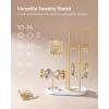 imageSONGMICS Jewelry Stand Jewelry Organizer Jewelry Display Holder with Metal Frame 2 Earring Boards 4 Hanging Rods Necklace Earring Bracelet Holder for Watches Cloud White UJJS025W01Metallic Gold