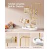imageSONGMICS Jewelry Stand Jewelry Organizer Jewelry Display Holder with Metal Frame 2 Earring Boards 4 Hanging Rods Necklace Earring Bracelet Holder for Watches Cloud White UJJS025W01Metallic Gold