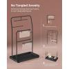 imageSONGMICS Jewelry Stand Jewelry Organizer Jewelry Display Holder with Metal Frame 2 Earring Boards 6 Hanging Rods Necklace Earring Bracelet Holder for Rings Ink Black UJJS024B01Ink Black