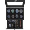imageSONGMICS 12Slot Watch Box 2Tier Watch Display Case with Large Glass Lid Removable Watch Pillows Velvet Lining Jewelry Box Gift Idea Ebony Black UJOW012B01Ink Black
