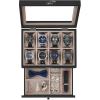 imageSONGMICS 12Slot Watch Box 2Tier Watch Display Case with Large Glass Lid Removable Watch Pillows Velvet Lining Jewelry Box Gift Idea Ebony Black UJOW012B01Ebony Black