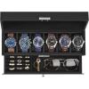 imageSONGMICS 12Slot Watch Box Lockable Watch Case with Glass Lid 2 Layers with 1 Drawer for Rings Bracelets Gift Idea Black Synthetic Leather Black Lining UJWB012B03Black  Black