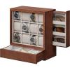 imageSONGMICS 12Slot Wooden Watch Box Display Case With Window Cabinet With Solid Wood Veneer Velvet Lining Vertical Storage Space Saving Gift Idea Ebony Black UJOW014B01Coffee Brown