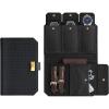 imageSONGMICS HOME RONNE Collection  3 Watch Travel Case PU Leather Woven Embossed Watch Pouch Portable Watch Storage Organizer 87 x 57 x 18 Inches Gift Idea Ink Black UJWB018B01
