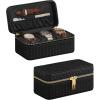 imageSONGMICS HOME RONNE Collection  3Slot Mens Jewelry Box Watch Travel Case PU Leather Watch Box 39 x 79 x 35 Inches Gift Idea Ink Black Surface Ink Black Lining UJWB017B01Ink Black  Ink Black