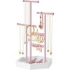 imageSONGMICS Jewelry Holder Jewelry Organizer 3 Tiers and 1 Tray Gift for Mom Jewelry Display Stand with Metal Frame Necklace Earring Bracelet Holder for Rings Jelly Pink and Cloud WhiteJelly Pink  Cloud White