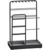 imageSONGMICS Jewelry Holder Jewelry Organizer Jewelry Display Stand with Metal Frame Velvet Tray Necklace Earring Bracelet Holder for Studs Rings Gift for Mom Matte White UJJS021W01Ink Black