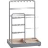 imageSONGMICS Jewelry Holder Jewelry Organizer Jewelry Display Stand with Metal Frame Velvet Tray Necklace Earring Bracelet Holder for Studs Rings Gift for Mom Matte White UJJS021W01Dove Gray