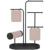 imageSONGMICS Jewelry Stand Jewelry Organizer Jewelry Display Holder with Metal Frame 2 Earring Boards 4 Hanging Rods Necklace Earring Bracelet Holder for Watches Cloud White UJJS025W01Ink Black