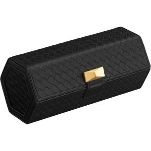 imageSONGMICS 24Slot Watch Box Lockable Storage Case With Glass Lid Ink Black Synthetic Leather Dove Gray Lining Gift Idea UJWB024Ink Black