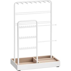imageSONGMICS Jewelry Holder Jewelry Organizer Jewelry Display Stand with Metal Frame Velvet Tray Necklace Earring Bracelet Holder for Studs Rings Gift for Mom Matte White UJJS021W01Matte White