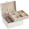 imageSONGMICS 2Layer Jewelry Box Jewelry Organizer with Handle Removable Jewelry Tray Jewelry Storage Floating Effect 81 x 94 x 43 Inches Gift for Mom Gift Idea Jelly Pink UJBC165R01White