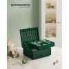 imageSONGMICS 2Layer Jewelry Box Jewelry Organizer with Handle Removable Jewelry Tray Jewelry Storage Floating Effect 81 x 94 x 43 Inches Gift for Mom Gift Idea Jelly Pink UJBC165R01Forest Green