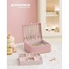 imageSONGMICS 2Layer Jewelry Box Jewelry Organizer with Handle Removable Jewelry Tray Jewelry Storage Floating Effect 81 x 94 x 43 Inches Gift for Mom Gift Idea Jelly Pink UJBC165R01Jelly Pink