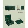 imageSONGMICS 2Layer Jewelry Box Jewelry Organizer with Handle Removable Jewelry Tray Jewelry Storage Floating Effect 81 x 94 x 43 Inches Gift for Mom Gift Idea Jelly Pink UJBC165R01Forest Green