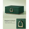 imageSONGMICS 2Layer Jewelry Box Jewelry Organizer with Handle Removable Jewelry Tray Jewelry Storage Floating Effect 81 x 94 x 43 Inches Gift for Mom Gift Idea Jelly Pink UJBC165R01Forest Green