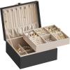 imageSONGMICS 2Layer Jewelry Box Jewelry Organizer with Handle Removable Jewelry Tray Jewelry Storage Floating Effect 81 x 94 x 43 Inches Gift for Mom Gift Idea Jelly Pink UJBC165R01Black